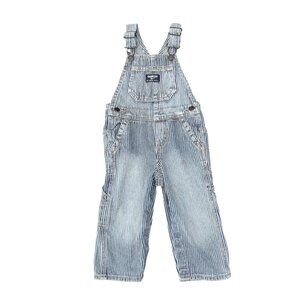 OshKosh Bgosh 18M Baby Overalls Blue & White Striped Cotton Carpenter Conductor